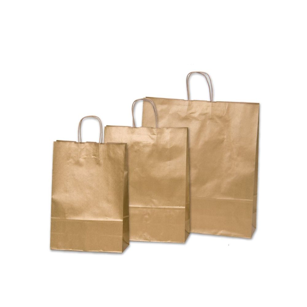 Τσάντα Χάρτινη με Στριφτή Λαβή, Χρυσό Μεταλλικό, 25 τμx.